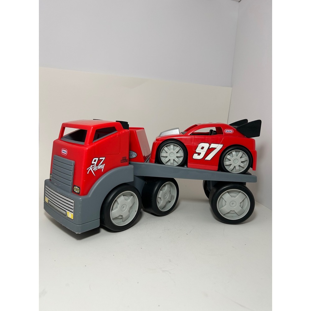 Little Tikes Racing Car‎ Hauler Truck and #97 Red Race Car Toy Set Rugged Rigs